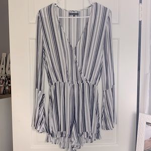 Black and white striped romper